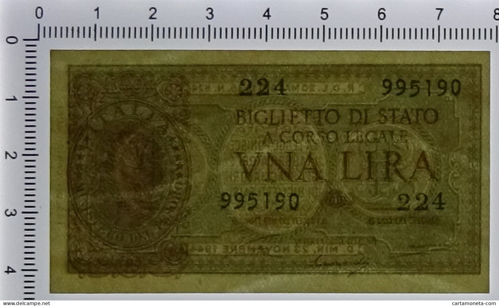 1 LIRA BIGLIETTO DI STATO LUOGOTENENZA UMBERTO VENTURA 23/11/1944 FDS - Andere