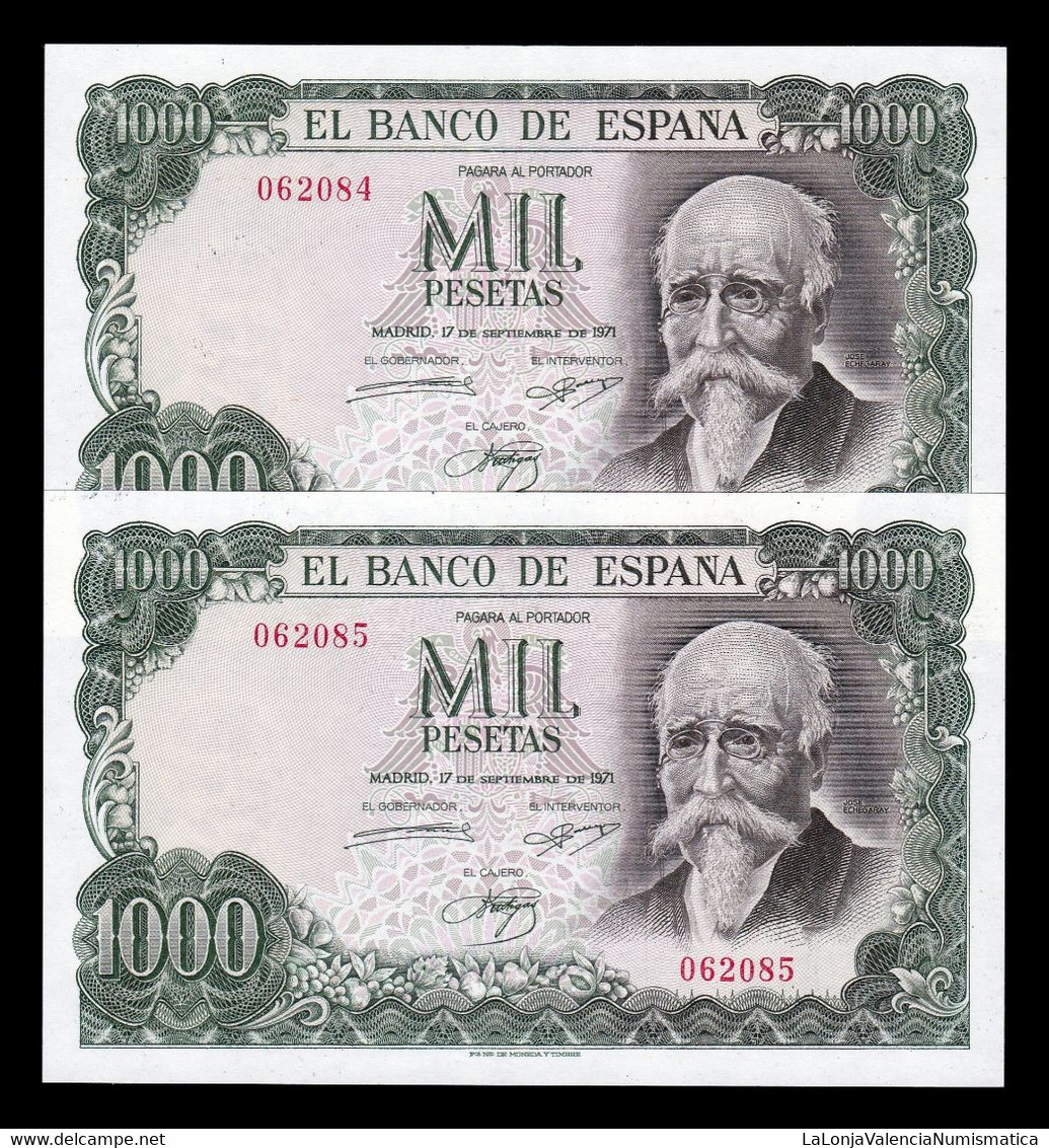 España Spain Pareja 1000 Pesetas José Echegaray 1971 Pick 154 Sin Serie Ebc Xf - 1000 Peseten