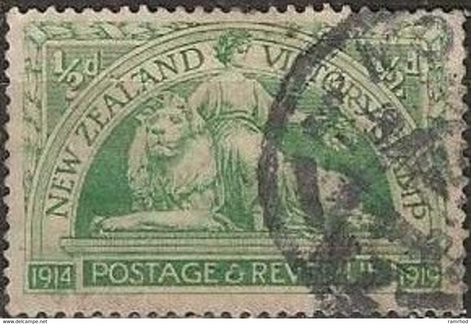 NEW ZEALAND 1920 Victory - 1/2d. Peace And Lion AVU - Usati