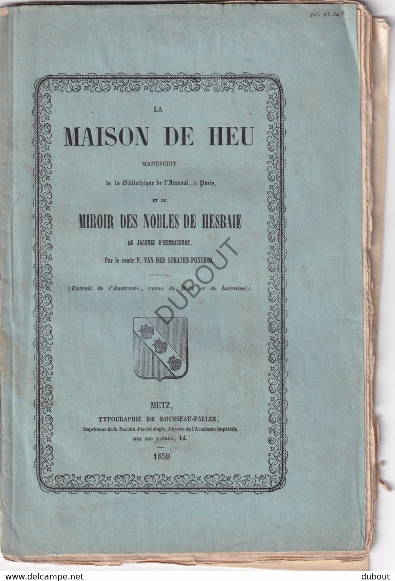 Généalogie - La Maison De Heu - Jacques D'Hemricourt - 1859 (V2113) - 1801-1900