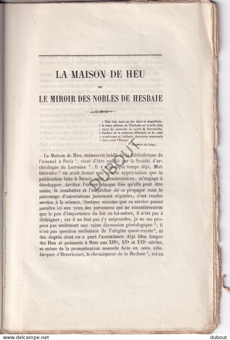 Généalogie - La Maison De Heu - Jacques D'Hemricourt - 1859 (V2113) - 1801-1900