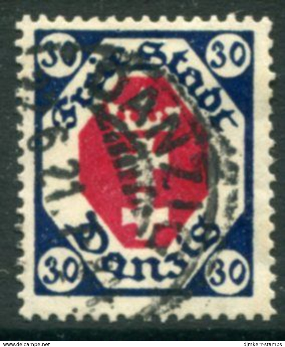 DANZIG 1921  Arms 30 Pf. Postally Used.  Michel 78,  Infla Expertised - Gebraucht