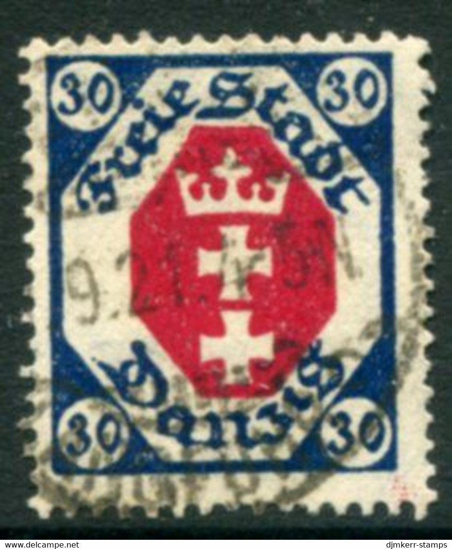 DANZIG 1921  Arms 30 Pf. Postally Used.  Michel 78,  Infla Expertised - Afgestempeld