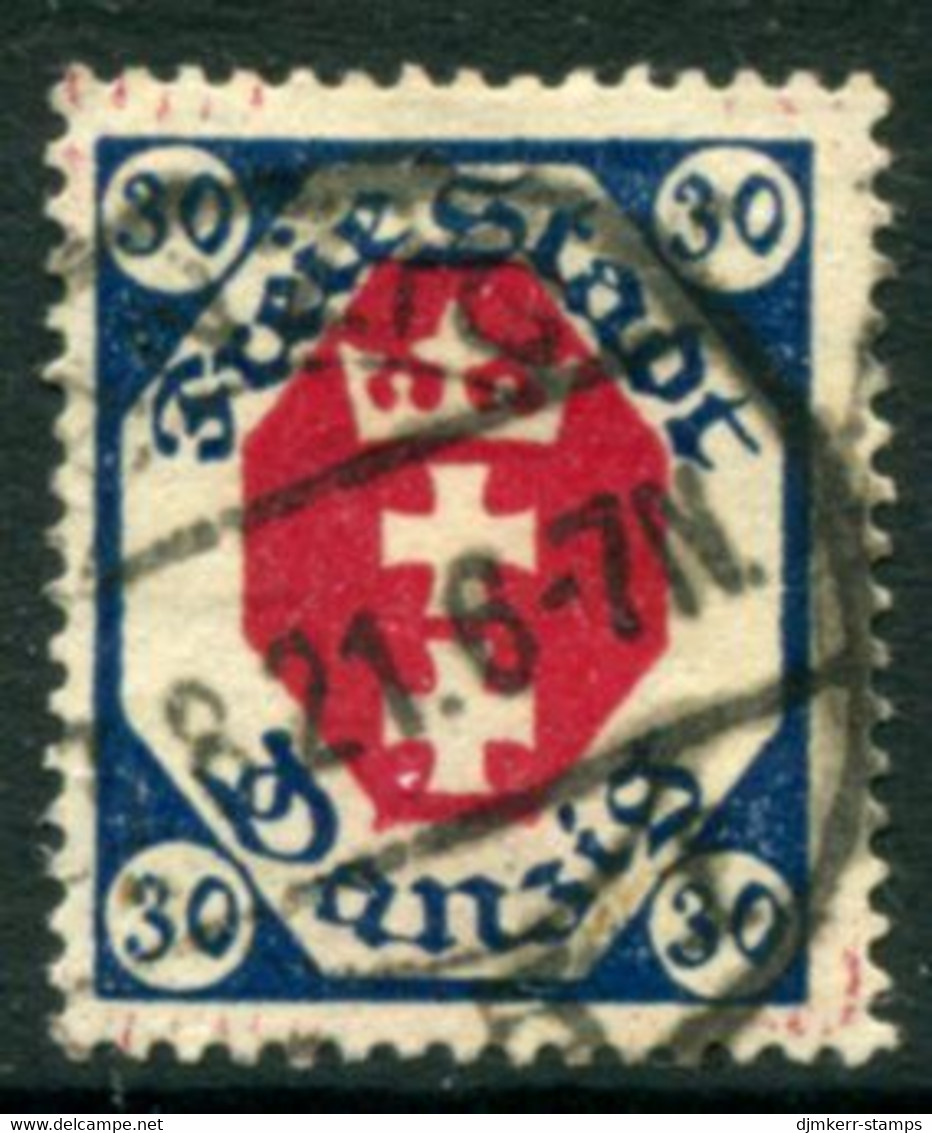 DANZIG 1921  Arms 30 Pf. Postally Used.  Michel 78,  Infla Expertised - Gebraucht