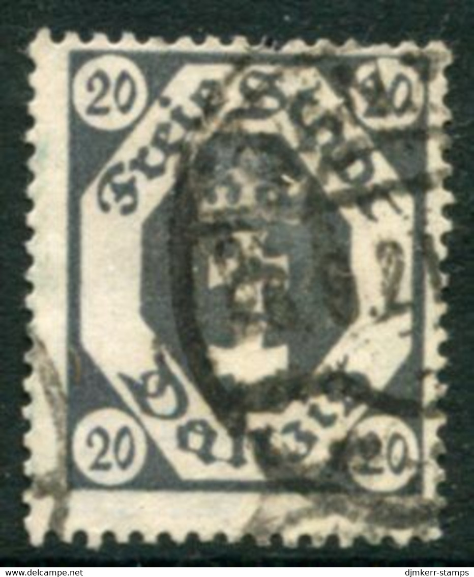 DANZIG 1921  Arms 20 Pf. Postally Used.  Michel 76,  Infla Expertised - Gebraucht