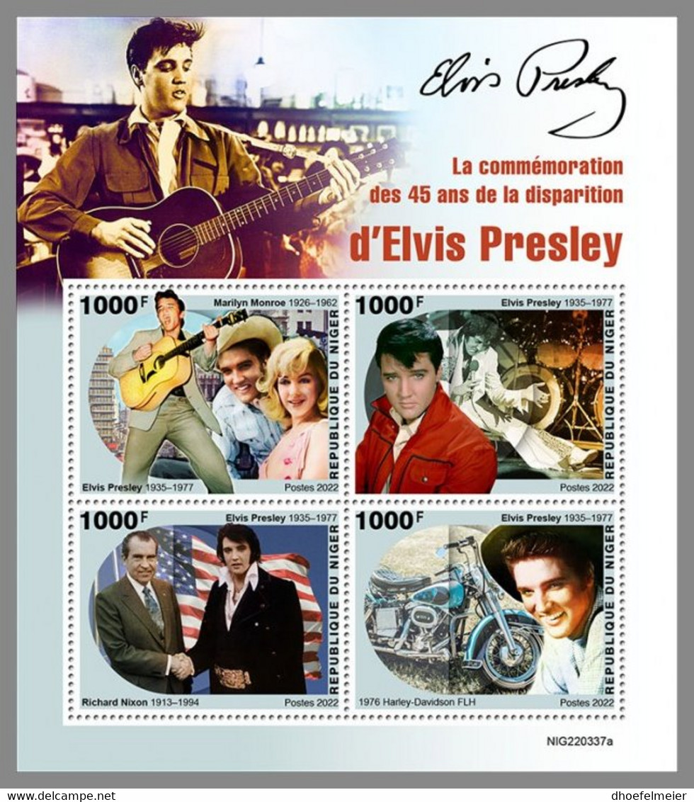 NIGER 2022 MNH Elvis Presley M/S - OFFICIAL ISSUE - DHQ2302 - Elvis Presley