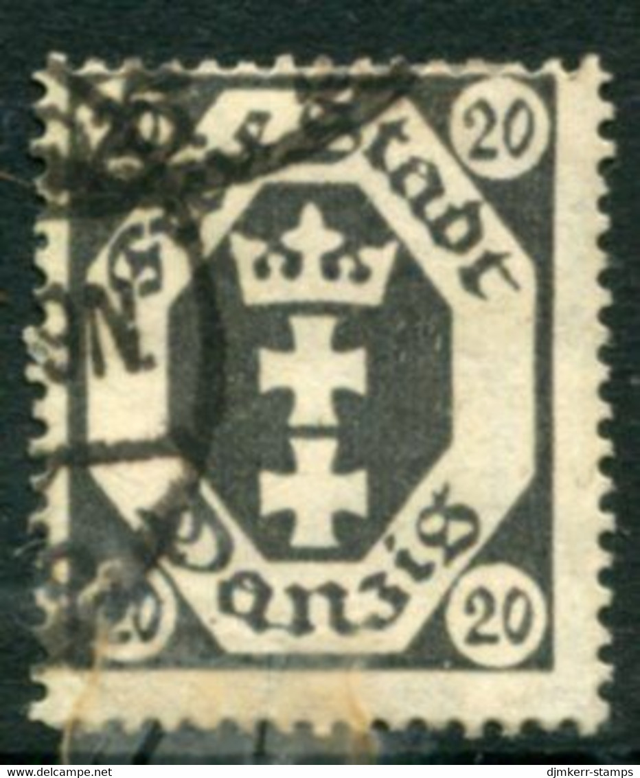 DANZIG 1921  Arms 20 Pf. Postally Used.  Michel 76,  Infla Expertised - Gebraucht