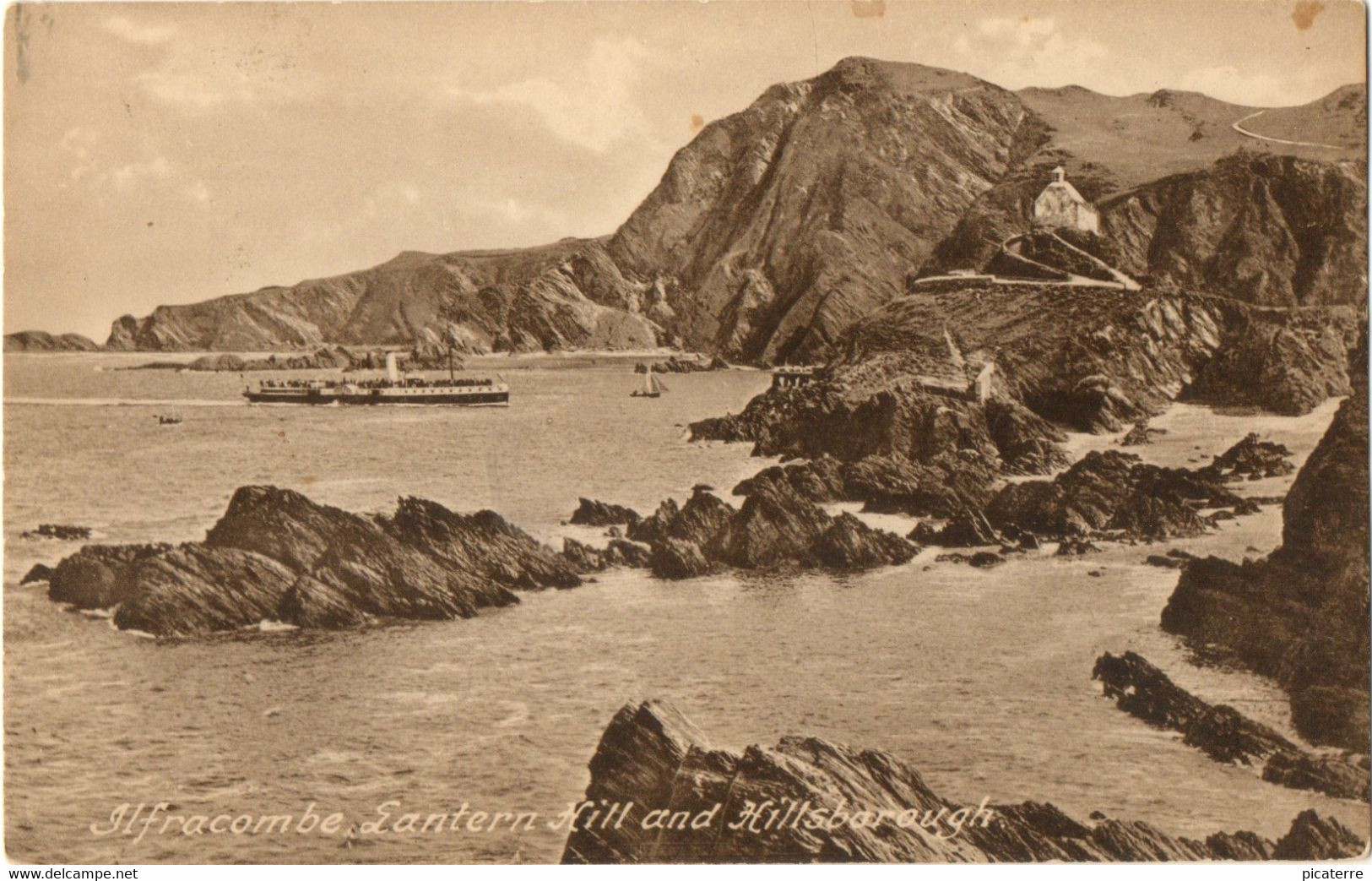 ILFRACOMBE, Lantern Hill & Hillsborough-Old Paddle Steamer Heading In From Bristol Channel Trips Poss.c1920s-Frith & Co - Ilfracombe