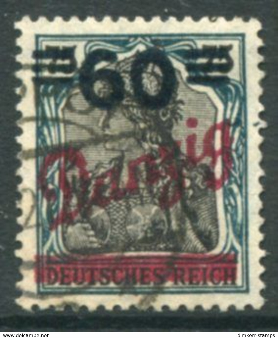 DANZIG 1921  60 On 75 Pf. Germania Postally Used.  Michel 72,  Infla Expertised - Used