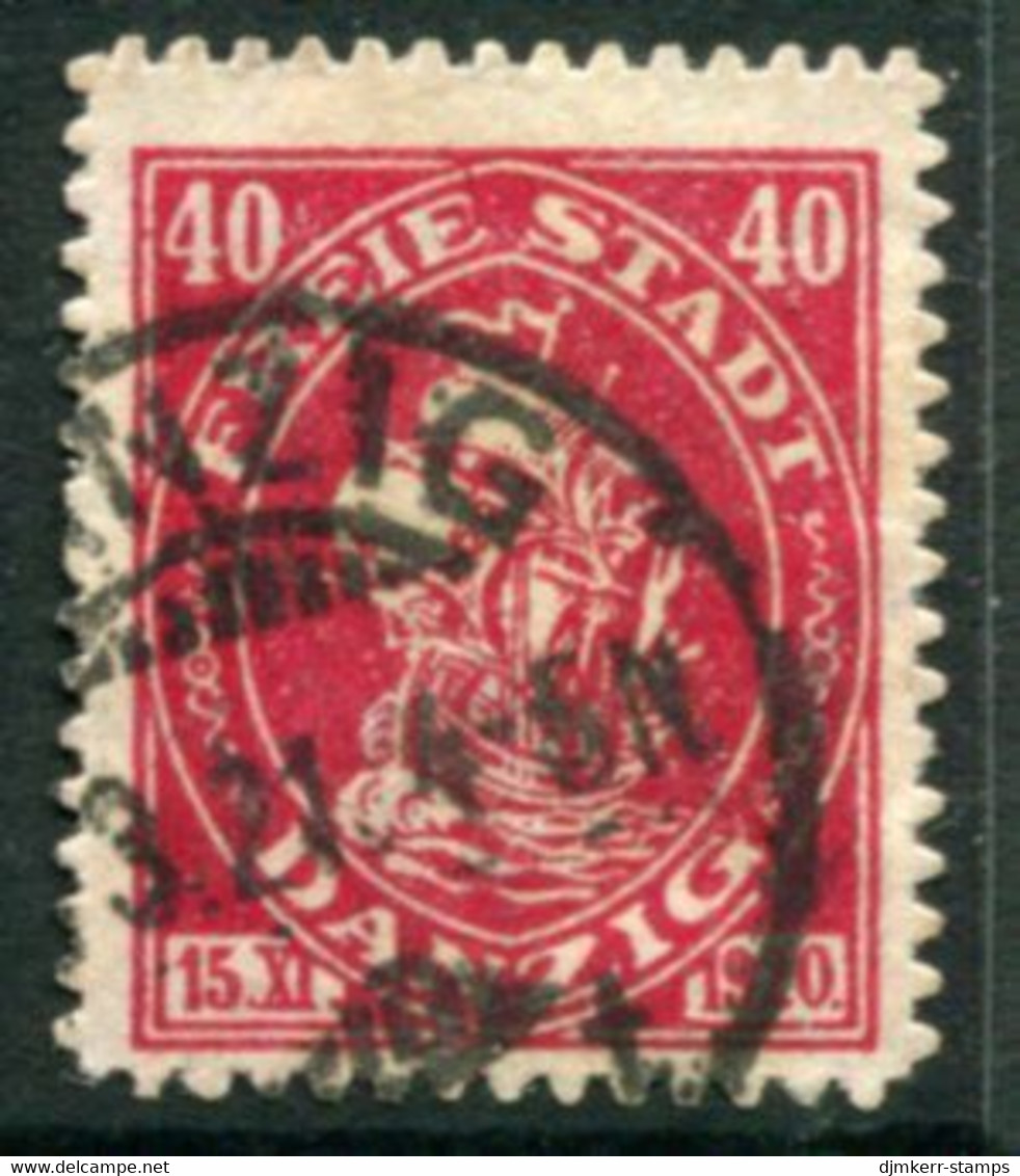 DANZIG 1921  Kogge 40 Pf. Postally Used.  Michel 56,  Infla Expertised - Gebraucht
