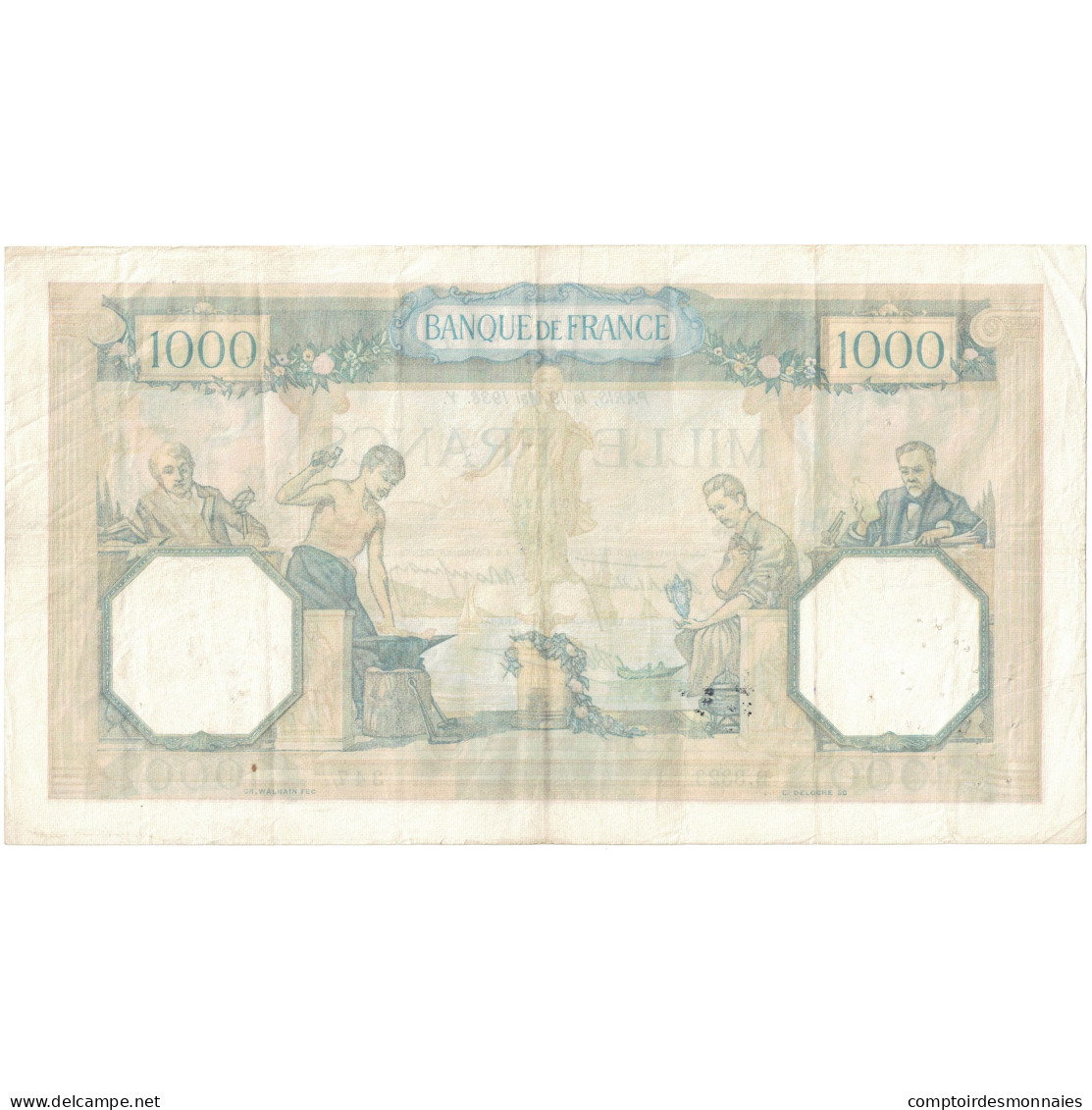 France, 1000 Francs, Cérès Et Mercure, 1938, B.3323 347, TTB, Fayette:38.15 - 1 000 F 1927-1940 ''Cérès Et Mercure''