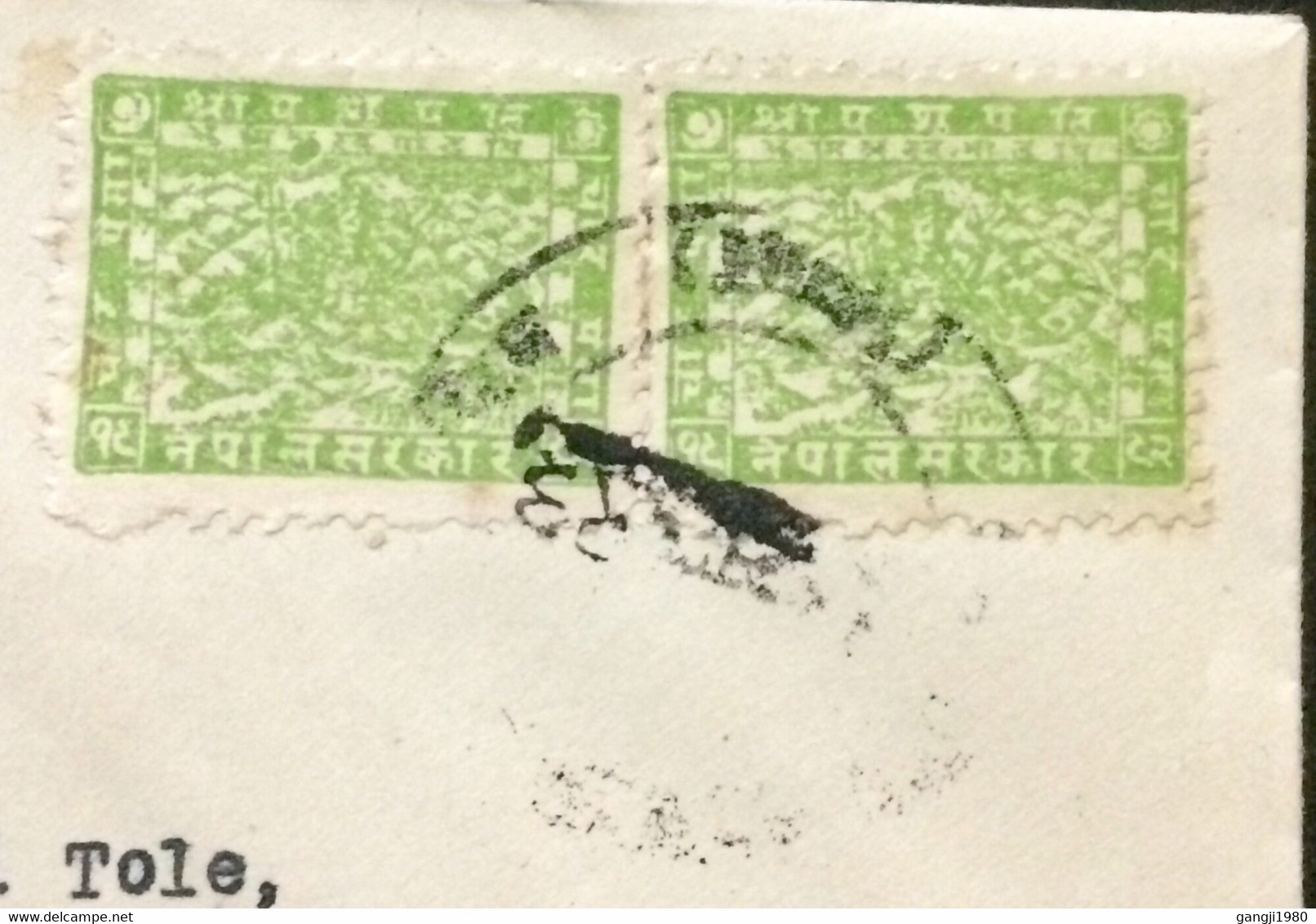 NEPAL 1907, COVER USED TO KATHMANDU, SIVA MAHADEVA, TRIDENT, 4p GREEN  2  STAMP - Népal