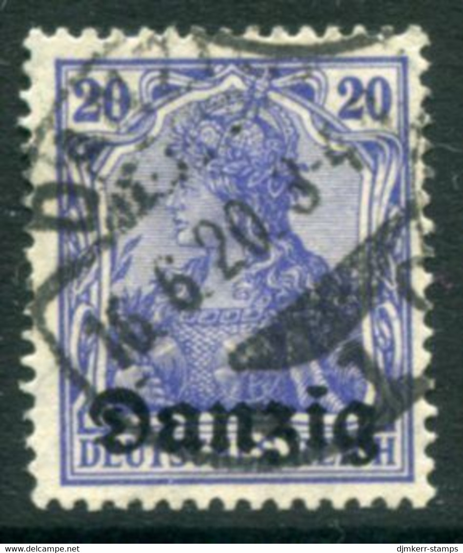 DANZIG 1920 Overprint On 20 Pf..Germania  Postally Used.  Michel 4,  Infla Expertised - Used