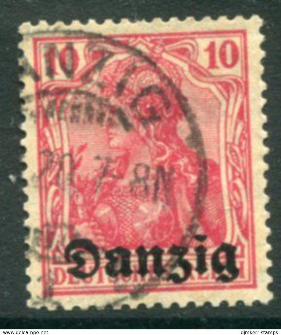 DANZIG 1920 Overprint On 10 Pf..Germania  Postally Used.  Michel 2,  Infla Expertised - Oblitérés