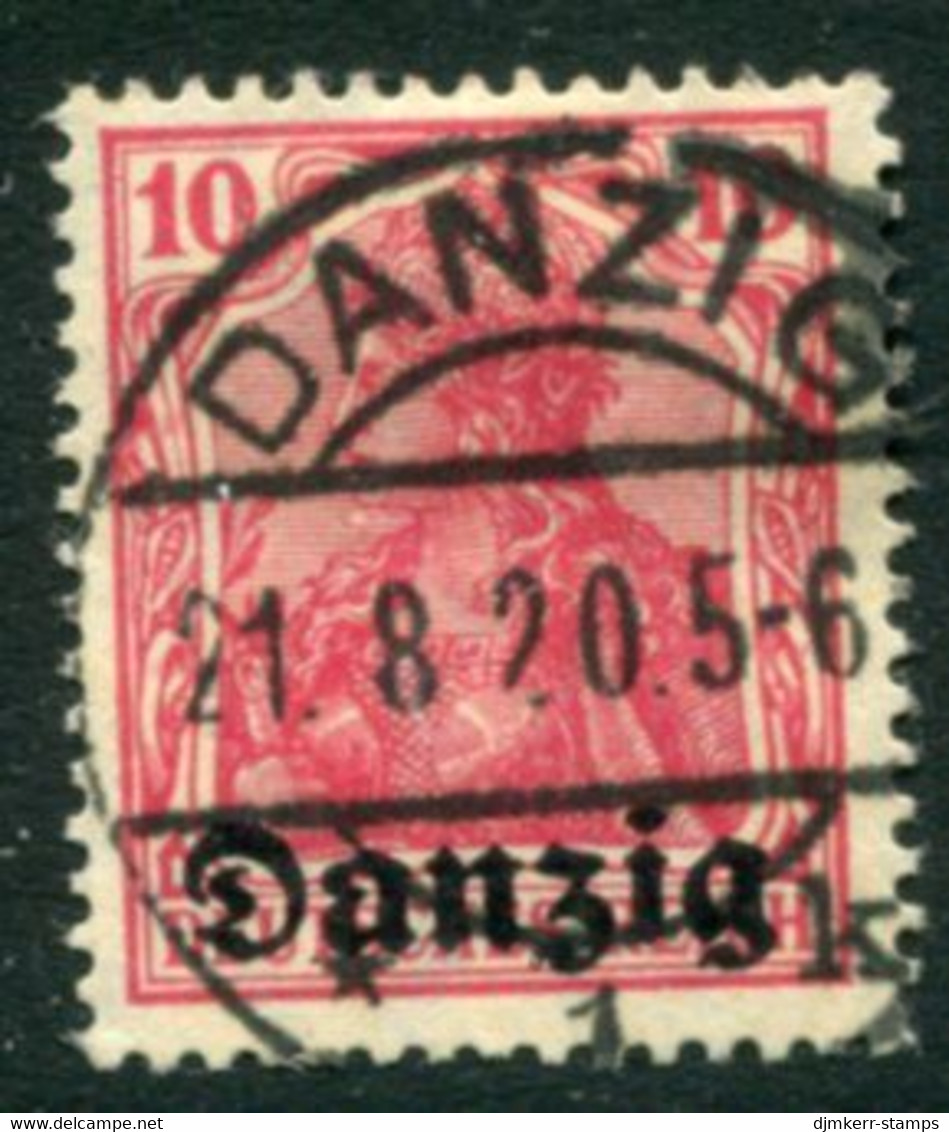 DANZIG 1920 Overprint On 10 Pf..Germania  Postally Used.  Michel 2,  Infla Expertised - Used