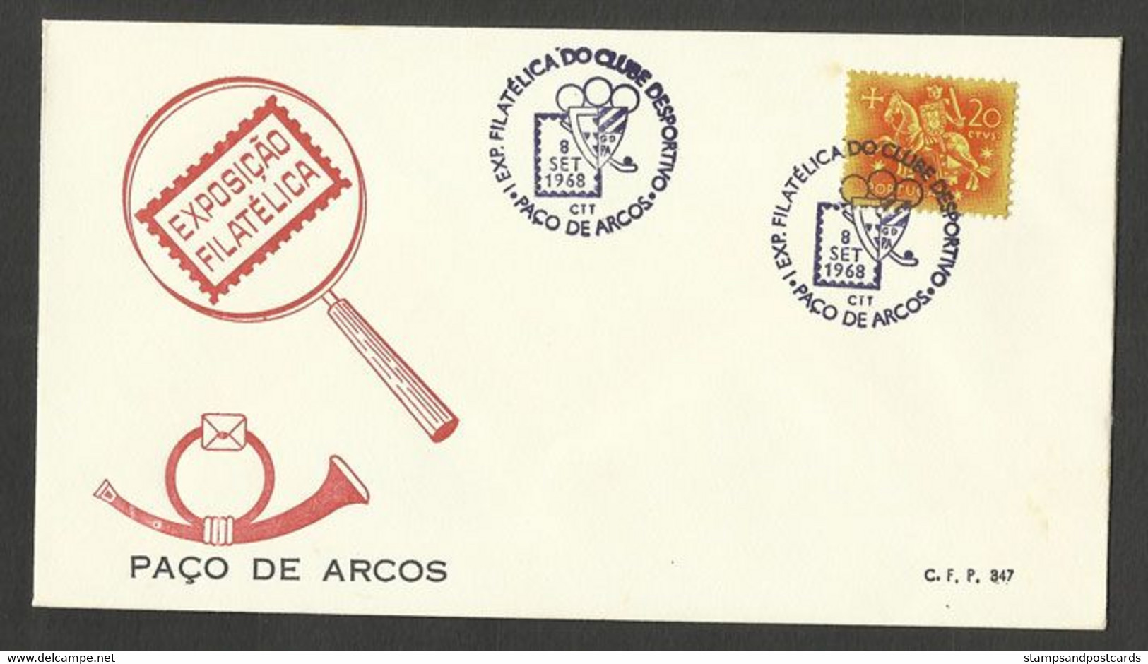 Portugal Cachet Commemoratif Expo Philatelique Paço De Arcos 1968 Philatelic Expo Event Postmark - Flammes & Oblitérations