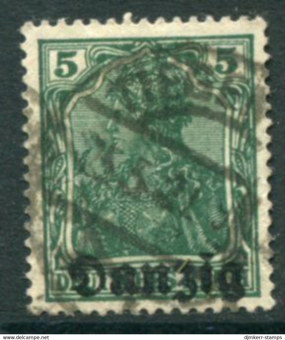 DANZIG 1920 Overprint On 5 Pf..Germania  Postally Used With Tiegenhof  Postmark.  Michel 1 - Usados