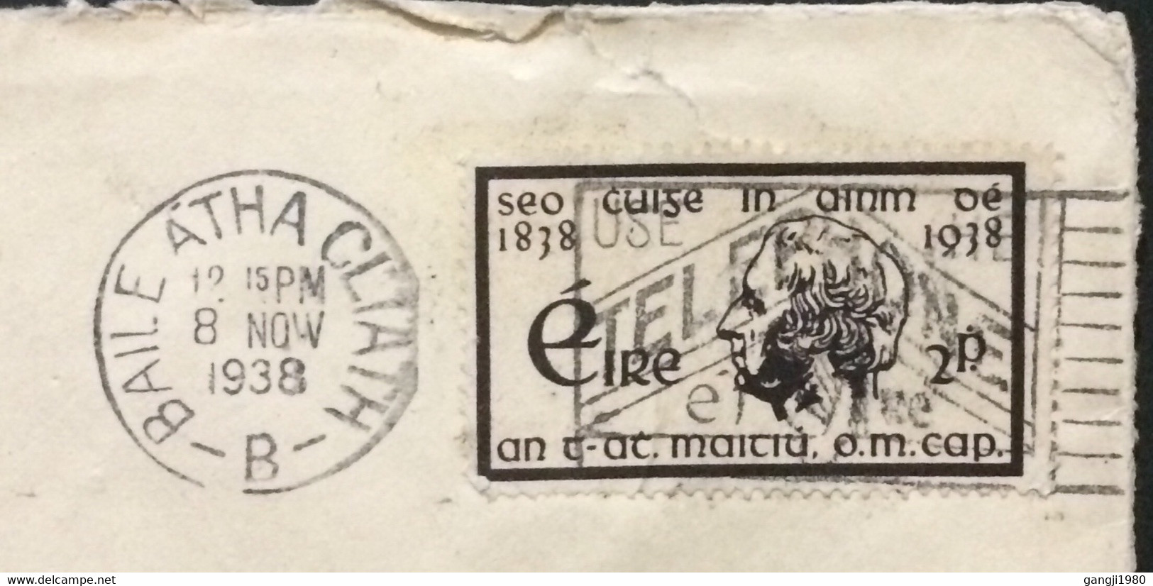 IRELAND 1938, COVER USED TO USA, ROMAN CATHOLIC, FATHER MATHEW STAMP, BAILE ATHA CLIATH CITY CANCEL, SLOGAN USE TELEPHON - Storia Postale