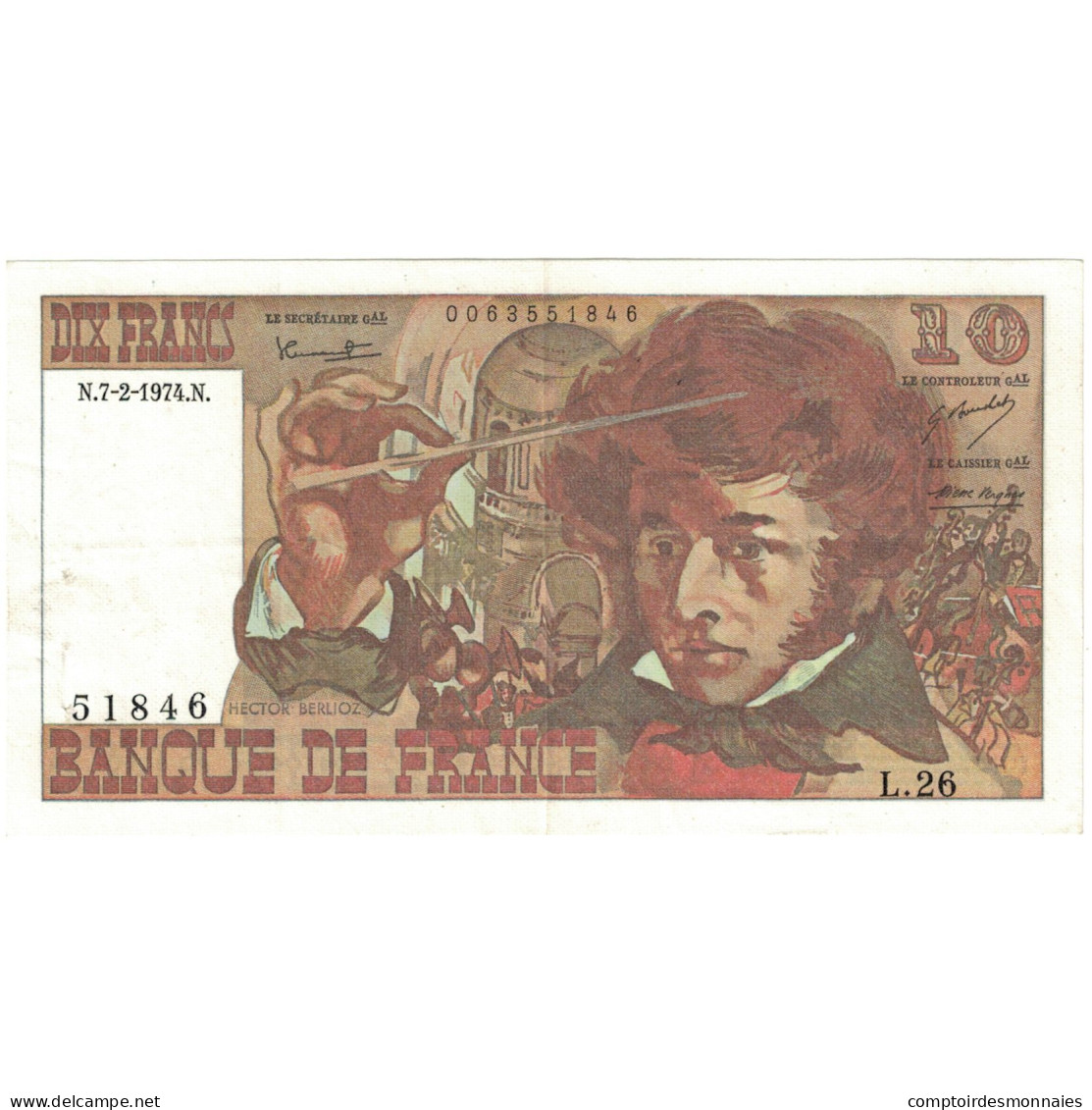 Billet, France, 10 Francs, 1974, 1974-02-07, SPL, Fayette:63.3, KM:150a - 10 F 1972-1978 ''Berlioz''