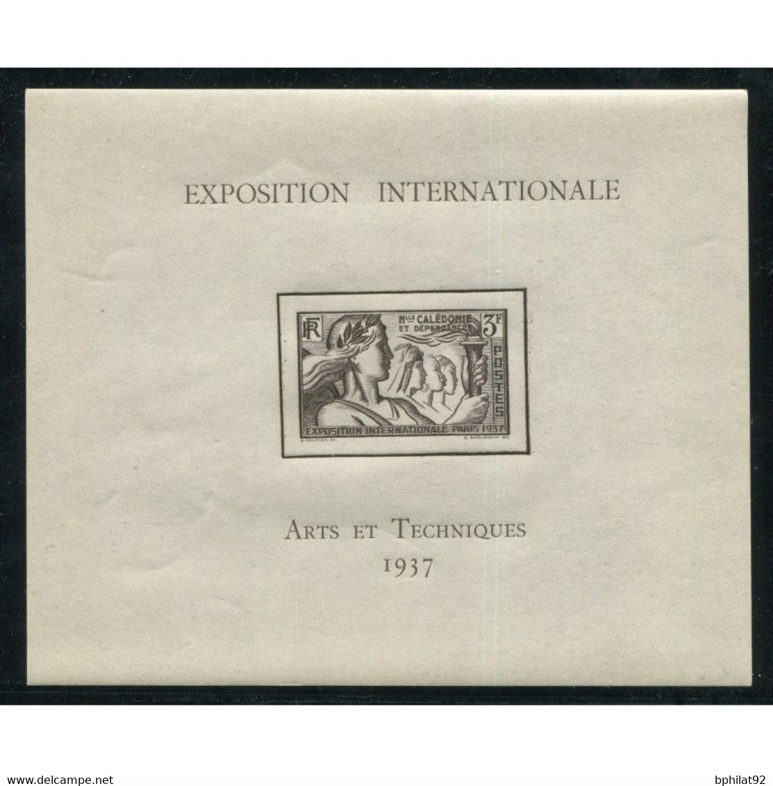 !!! NOUVELLE CALÉDONIE : BLOC FEUILLET N° 1 EXPOSITION INTERNATIONALE - ARTS & TECHNIQUES 1937 NEUF ** - Hojas Y Bloques