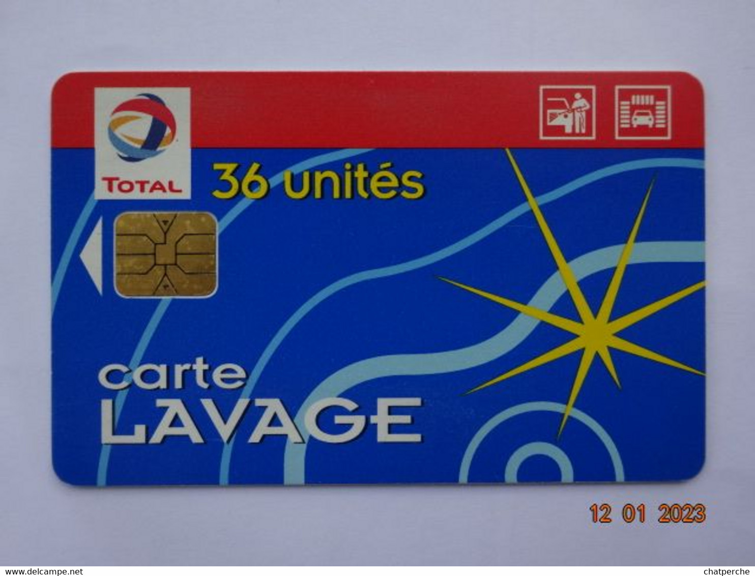 CARTE A PUCE CHIP CARD  CARTE LAVAGE AUTO TOTAL 36 UNITES 400 STATIONS - Colada De Coche