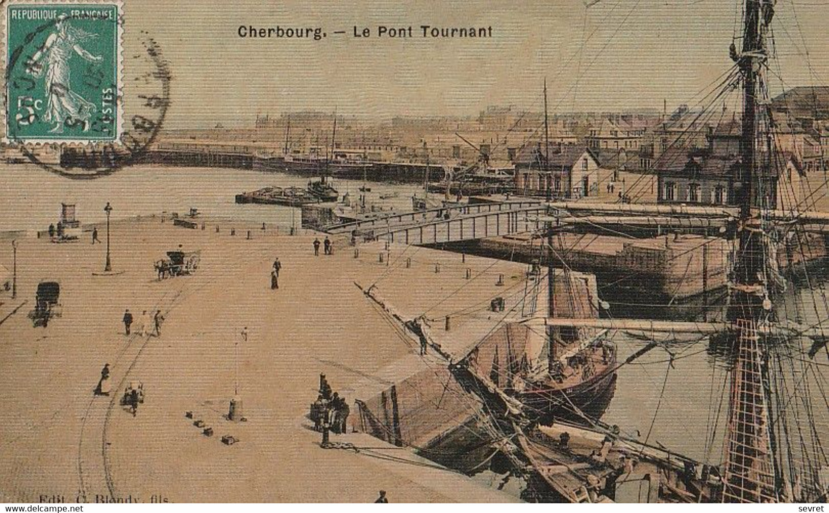 CHERBOURG. - Le POnt Tournant . Belle Carte Toilée - Cherbourg