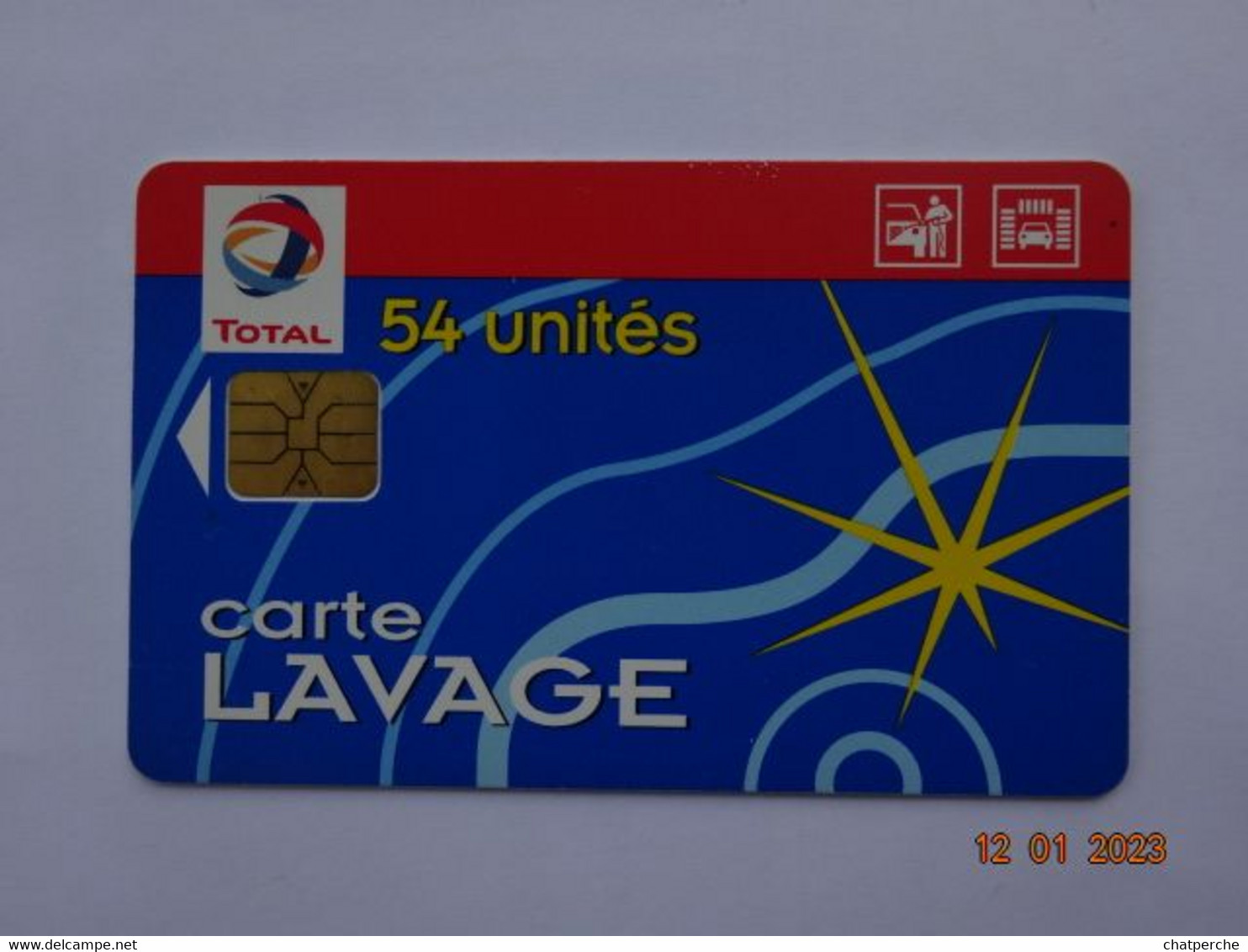 CARTE A PUCE CHIP CARD  CARTE LAVAGE AUTO TOTAL 54 UNITES 470 STATIONS - Lavage Auto