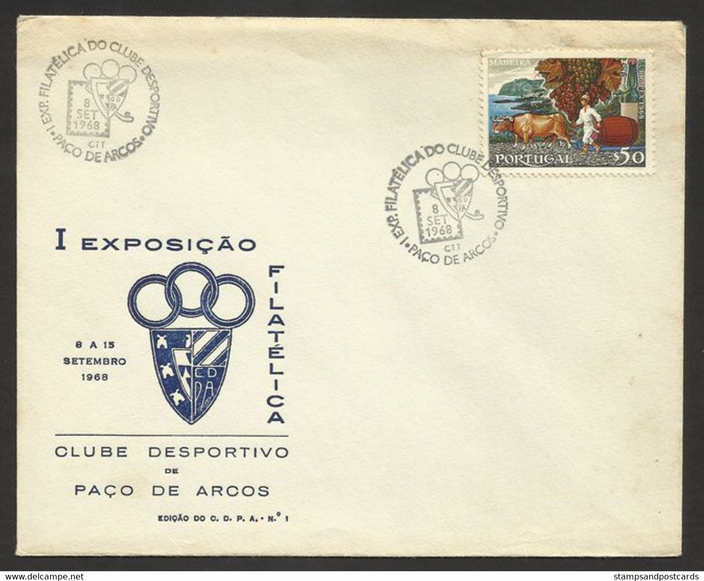 Portugal Cachet Commemoratif Expo Philatelique Paço De Arcos 1968 Philatelic Expo Event Postmark - Postembleem & Poststempel