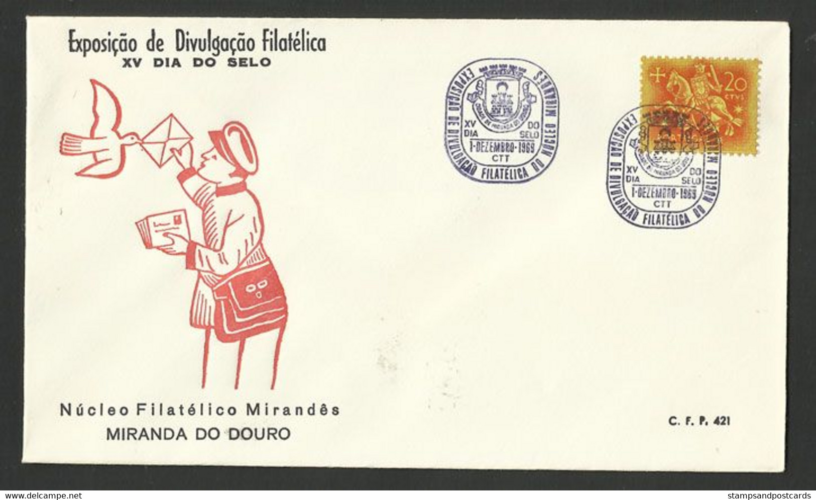 Portugal Cachet Commémoratif Expo Philatelique Journée Du Timbre Miranda Do Douro 1968 Event Pmk Philatelic Expo - Flammes & Oblitérations