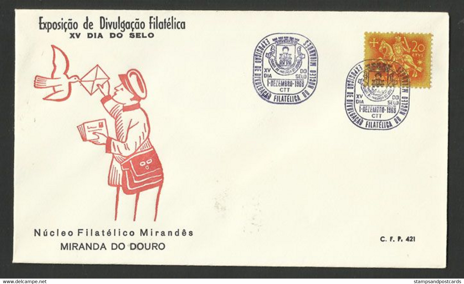 Portugal Cachet Commémoratif Expo Philatelique Journée Du Timbre Miranda Do Douro 1968 Event Pmk Philatelic Expo - Postal Logo & Postmarks