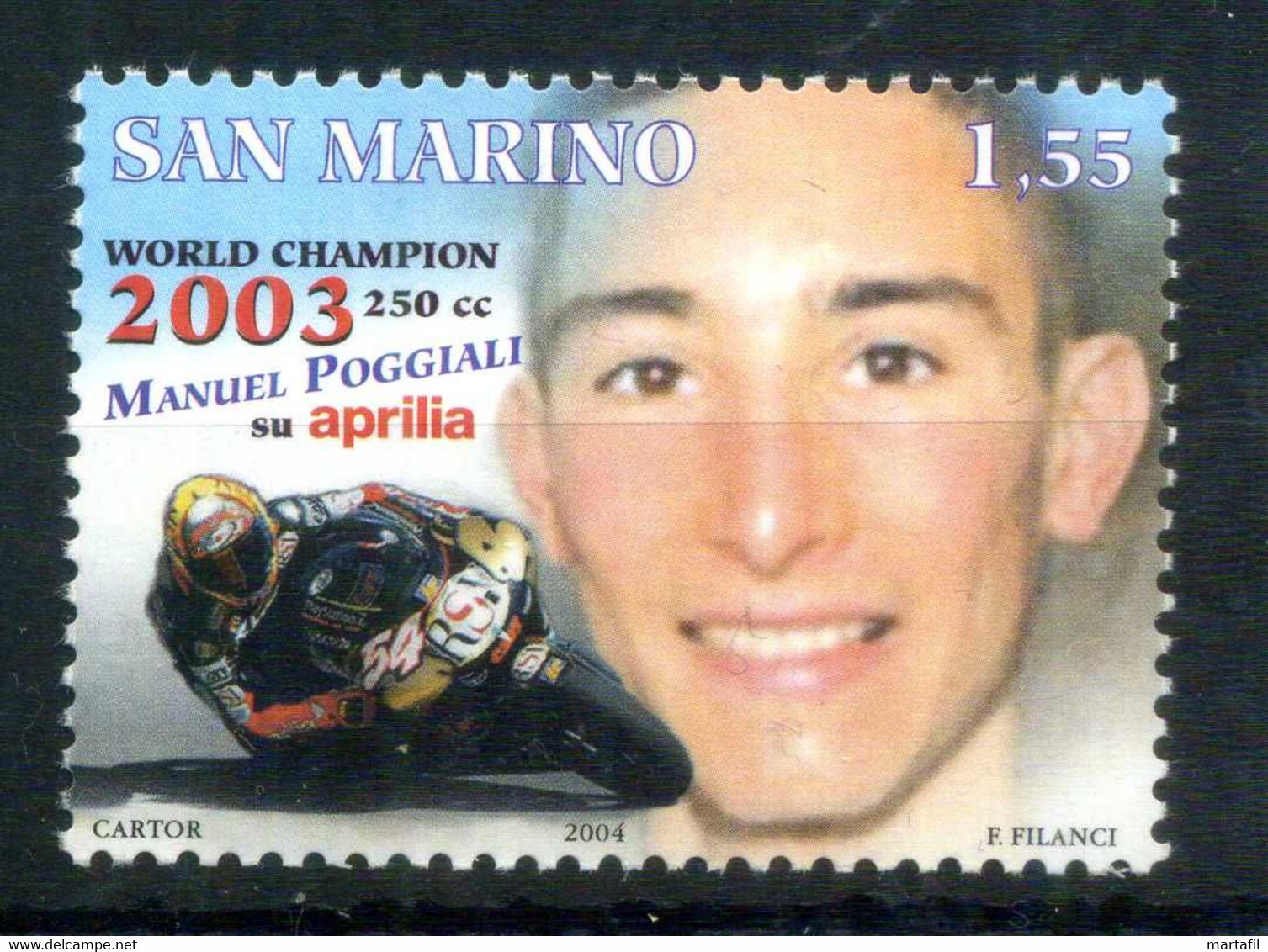 2004 SAN MARINO SET MNH ** 1981 Motomondiale, Manuel Poggiali, Campione Del Mondo - Ongebruikt