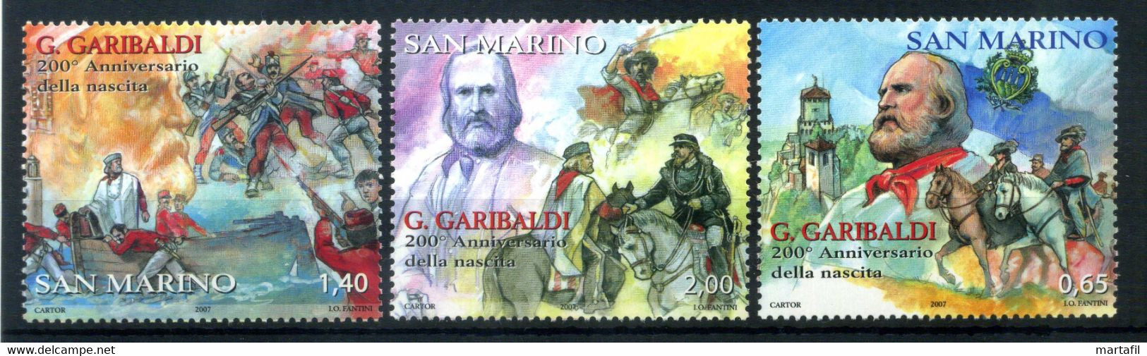 2007 SAN MARINO SET MNH ** 2135/2137 200° Ann. Nascita Di Giuseppe Garibaldi - Unused Stamps