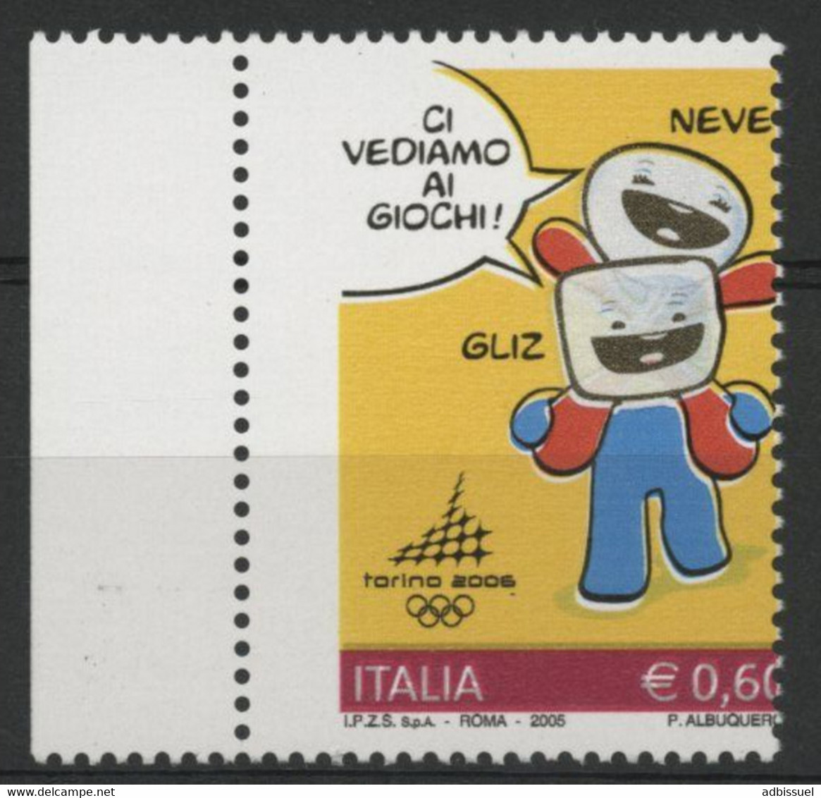 N° 2773 (Sass. 2811) TORINO GIOCHI OLIMPICI VARIETA DENTELLATURA SPOSTATA JEUX OLYMPIQUES VARIETE DENTELURE DECALEE - Varietà E Curiosità