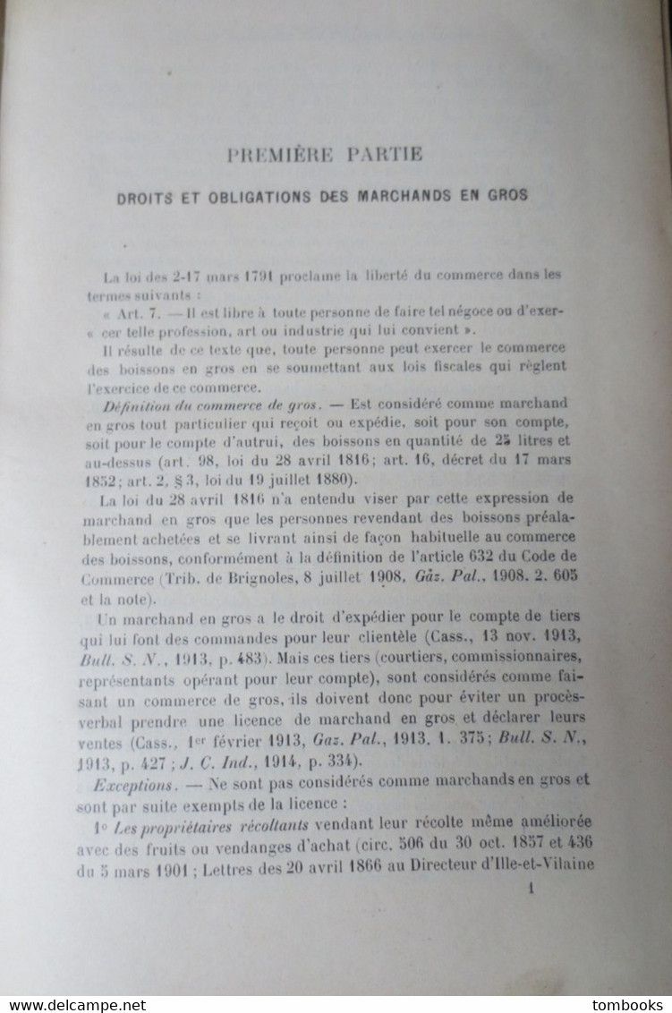 La Régie Et Le Commerce Des Boissons - Droits Et Obligations Des Marchands En Gros Et Des Débitants - Henry Turpin - - Recht