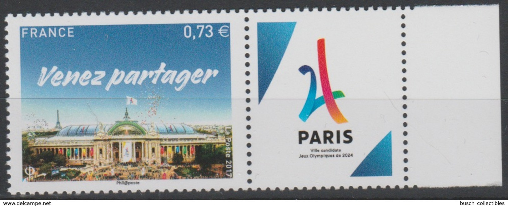France 2017 YT 5144 Venez Partager Paris Ville Candidate Jeux Olympiques De 2024 Neuf ** RARE - Unused Stamps
