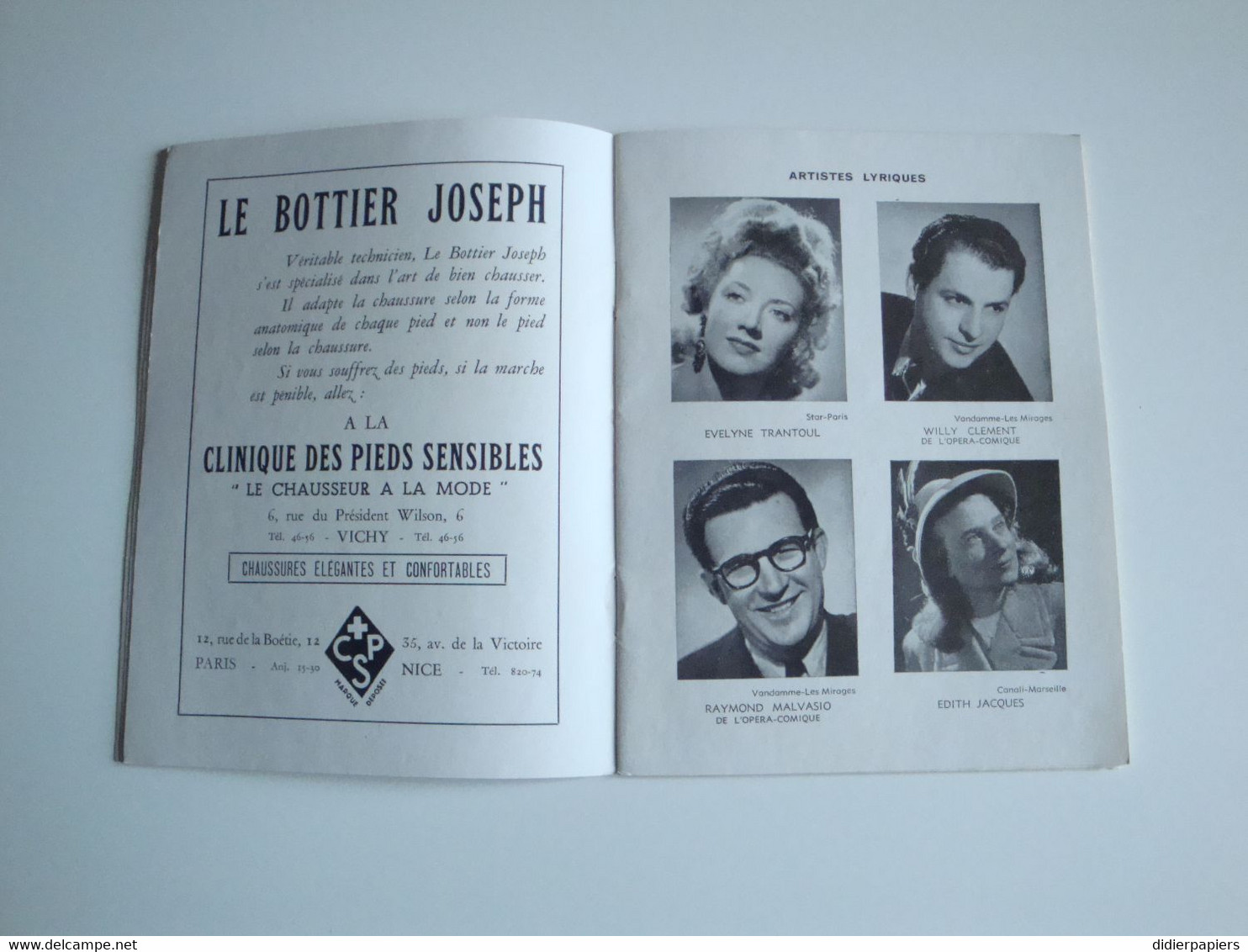 Théâtres Du Casino,VICHY,saison 1949,drame Lyrique Werther, - Programme