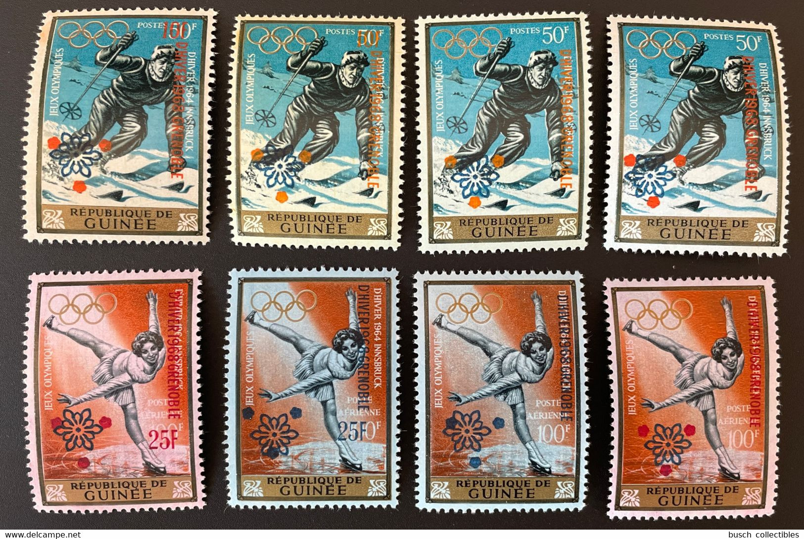 Guinée Guinea 1968 Mi. A-G 465 Surchargé Overprint Grenoble Winter Olympic Games Jeux Olympiques Hiver Olympia Ski 8 Val - Winter 1968: Grenoble