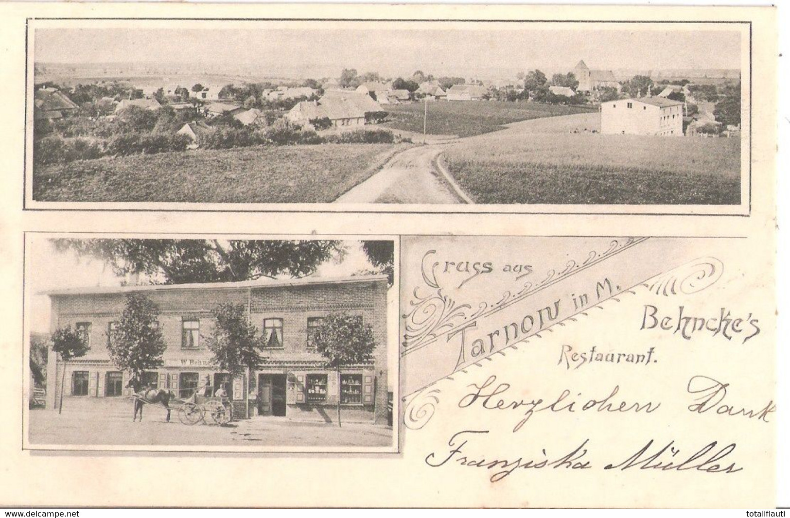 Gruss Aus TARNOW Bei Bützow Mecklenburg Behnckes Restaurant Jugendstil Belebt Fast TOP-Erhaltung Gelaufen 13.8.1904 - Bützow