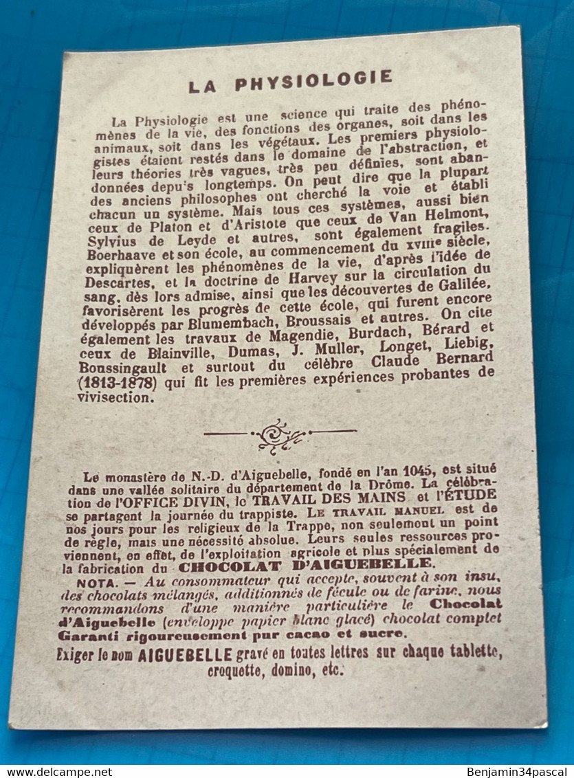 Carte Image Chromo Chocolaterie D’Aiguebelle - Monastère De La Trappe - (Drôme) Physiologie - Chocolat