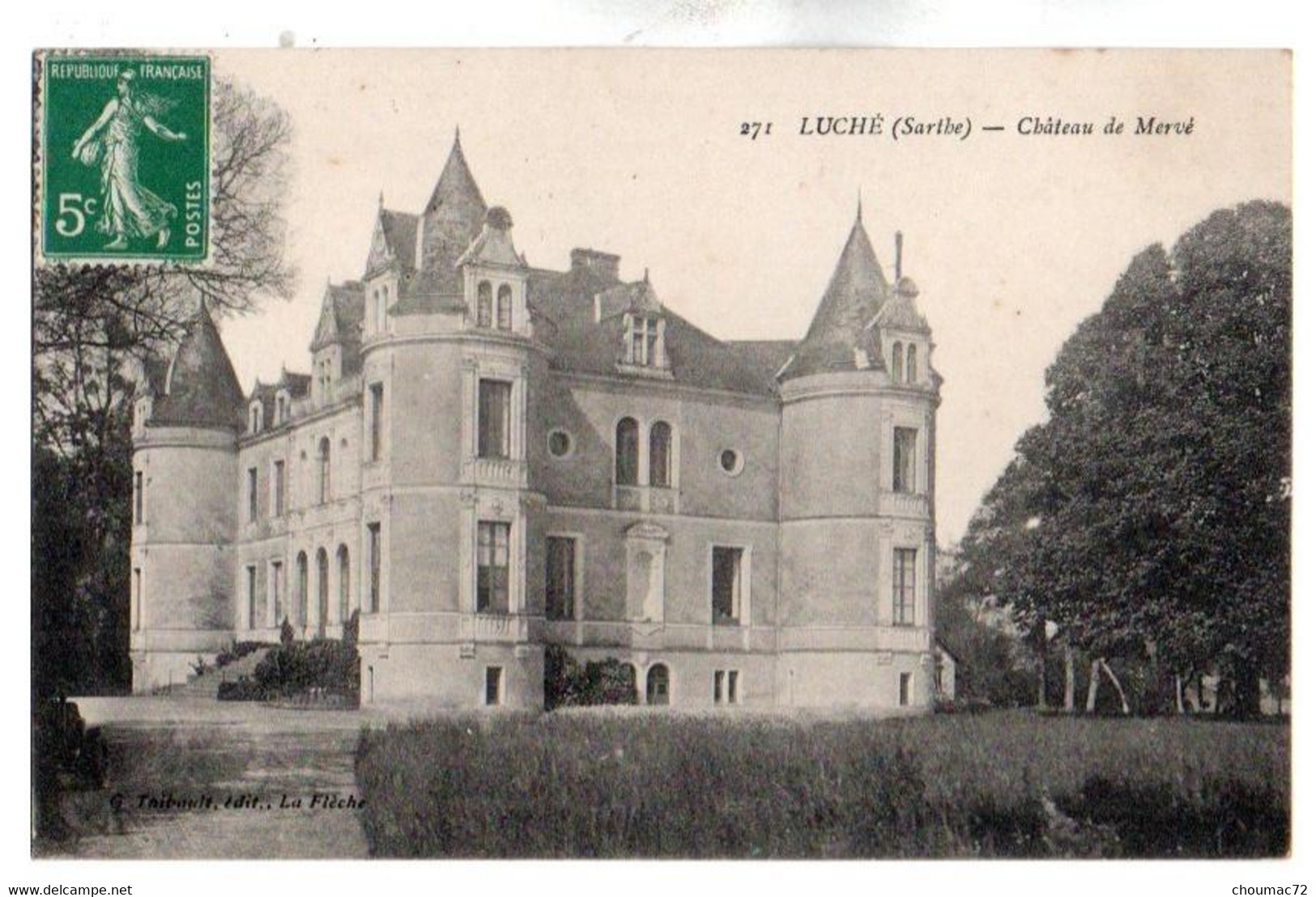 (72) 445, Luché-Pringé, Bouveret, Château De Gallerande, Dos Non Divisé - Luche Pringe