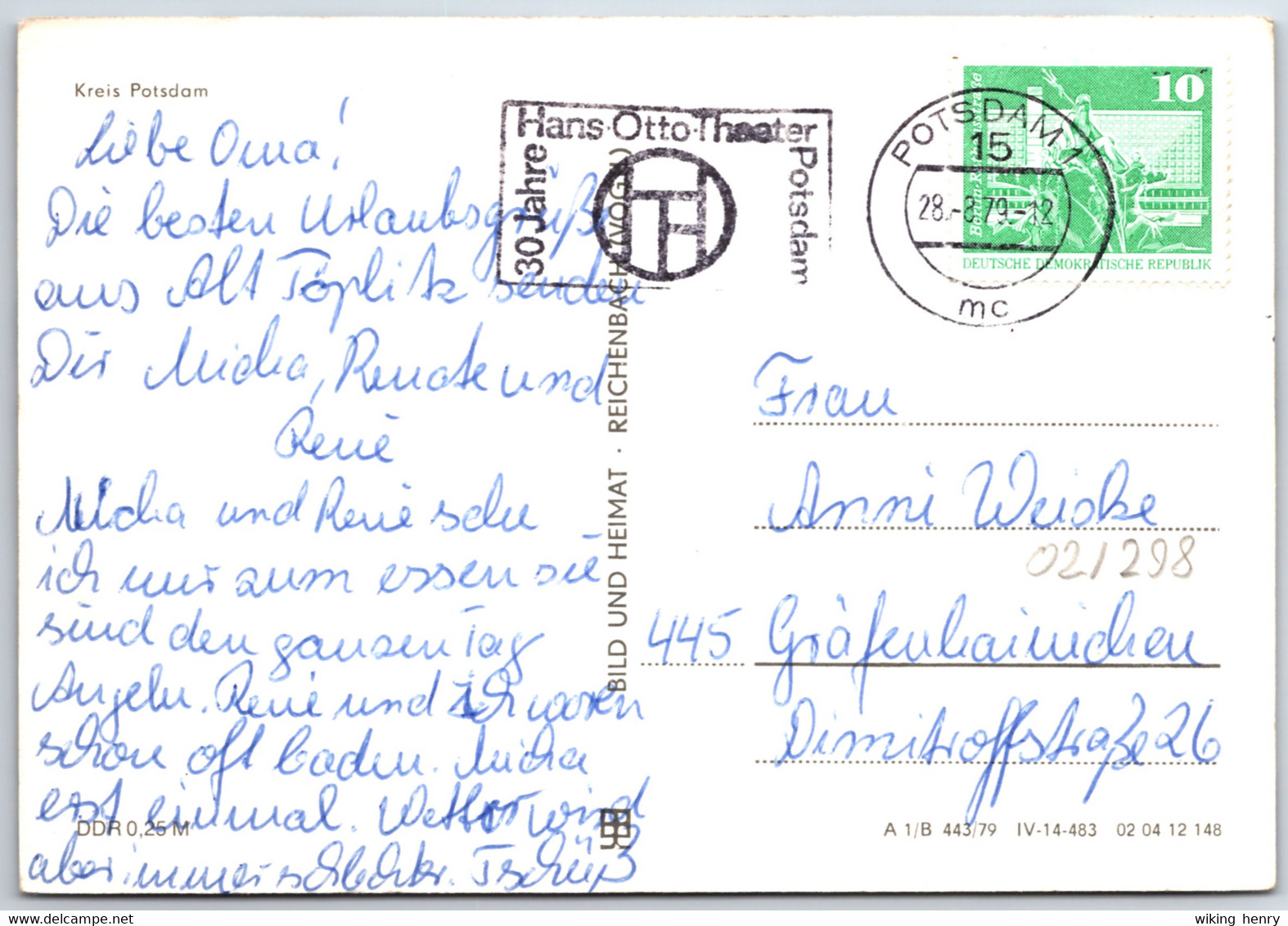 Werder Havel Alt Töplitz - S/w Mehrbildkarte 1   Mit Postwerbestempel 30 Jahre Hans Otto Theater Potsdam - Werder