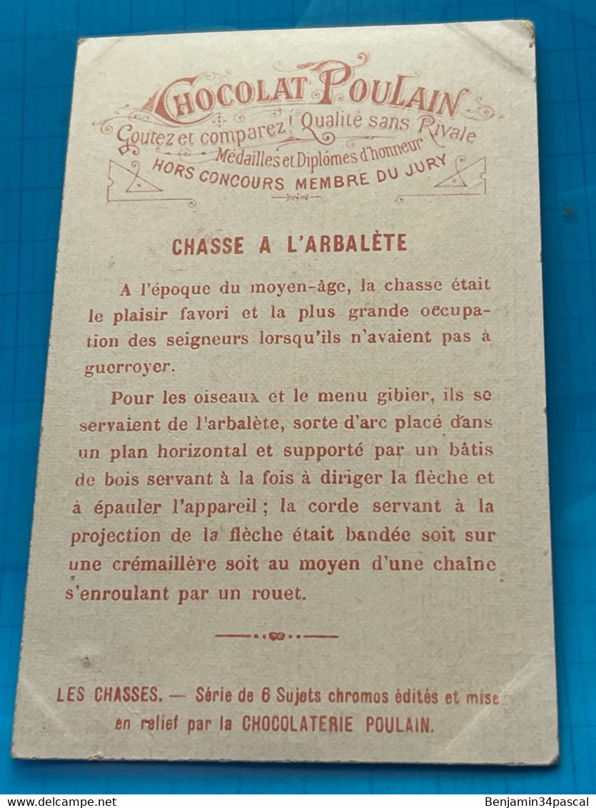 Carte Image Chromo Chocolat Poulain  -Chasse Au Faisan à L’Arbalète - Serie  Les Chasses - Chocolat