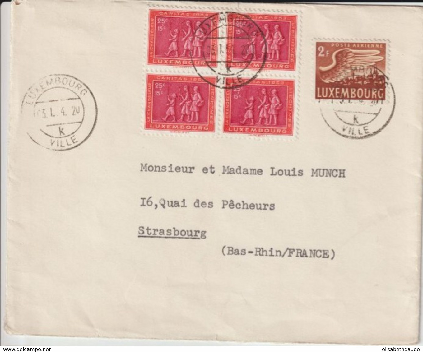 LUXEMBOURG - 1954 - ENVELOPPE => STRASBOURG - Cartas & Documentos