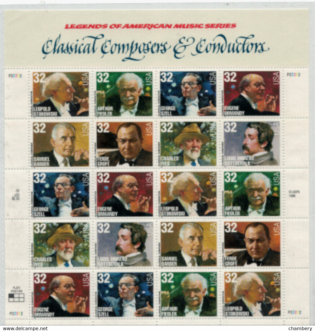 Etats-Unis - "Chefs D'orchestres Et Compositeurs" - Feuille Neuve Complète N° 2655 à 2662 De 1997 - Ganze Bögen
