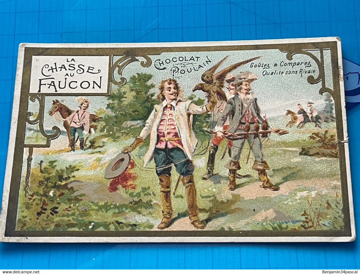 Carte Image Chromo Chocolat Poulain  -Chasse Au Faucon - Serie  Les Chasses - Chocolat