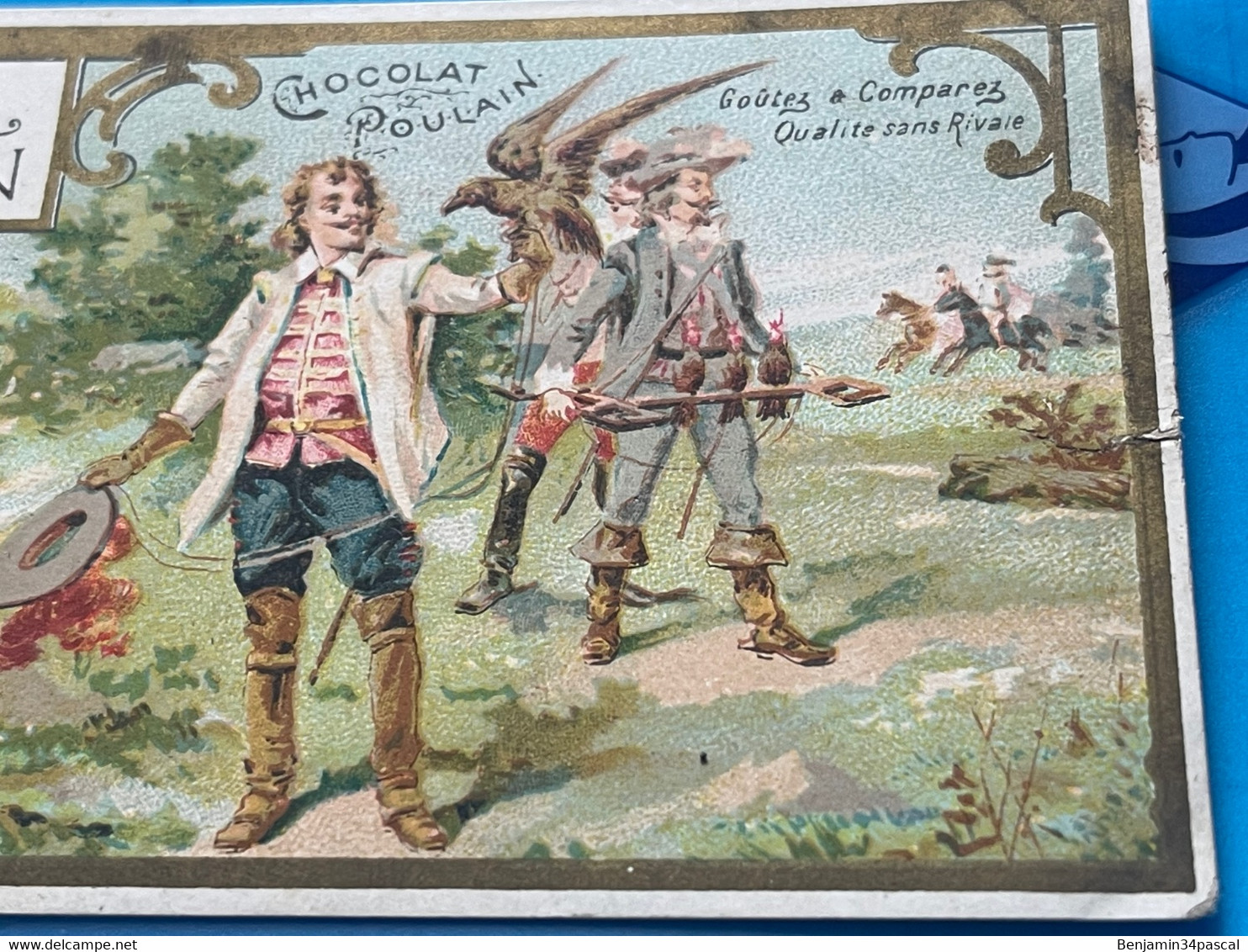 Carte Image Chromo Chocolat Poulain  -Chasse Au Faucon - Serie  Les Chasses - Chocolat