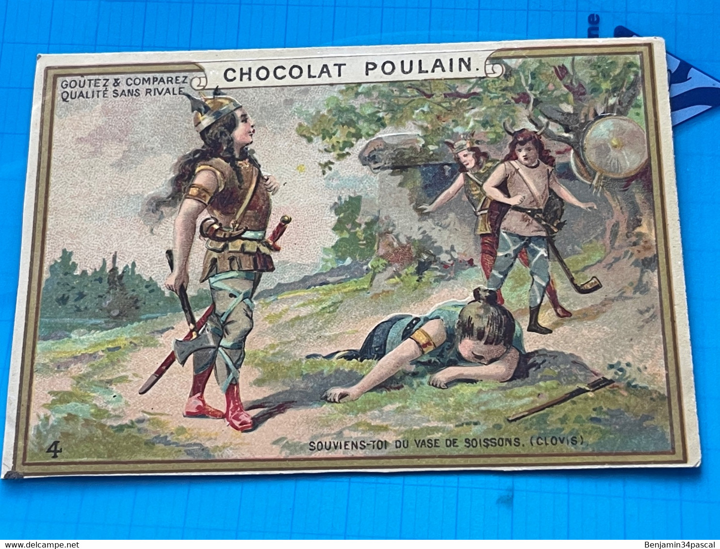 Carte Image Chromo Chocolat Poulain  - Les Mots Historique De Clovis - Souviens Toi Du Vase De Soissons - Chocolat