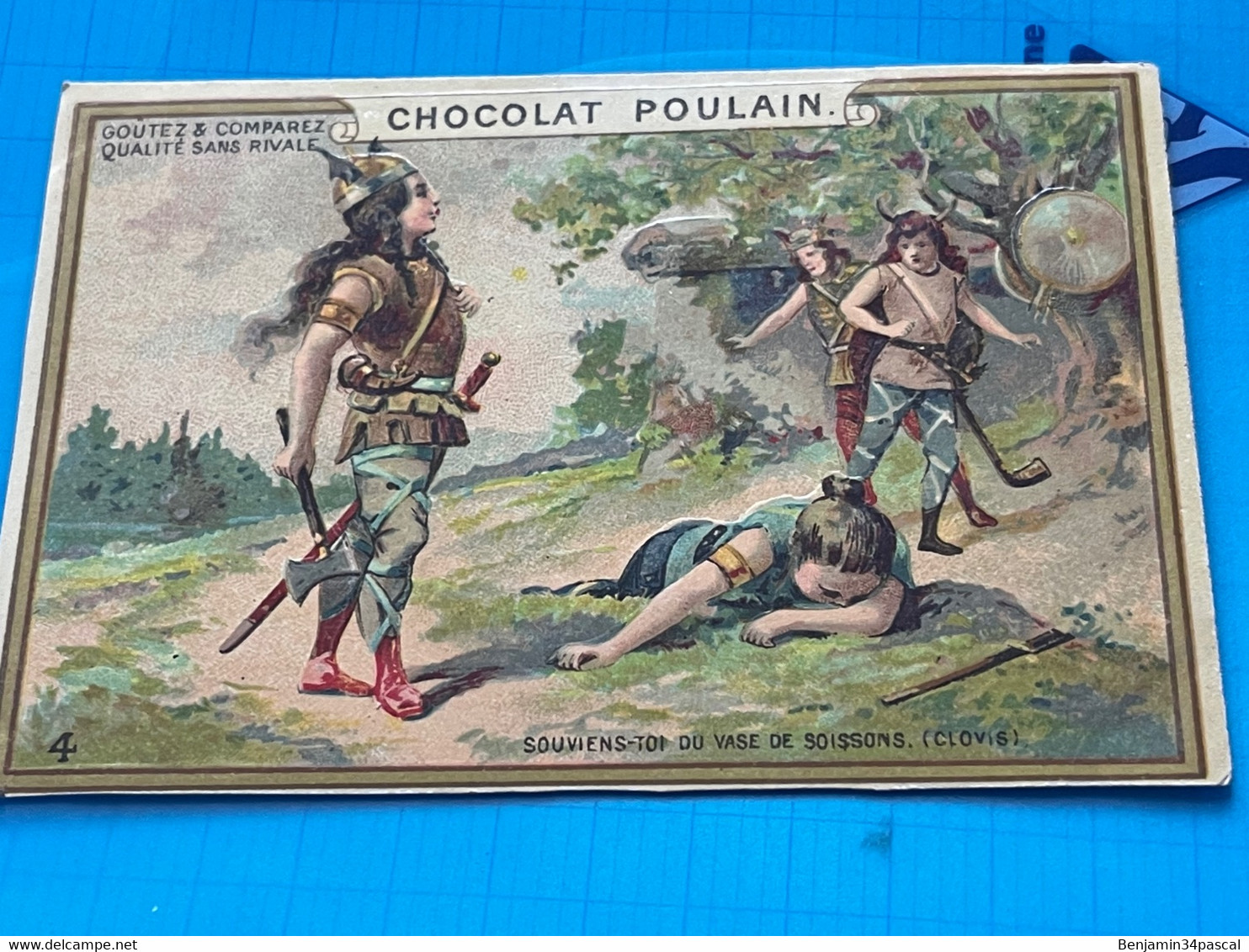 Carte Image Chromo Chocolat Poulain  - Les Mots Historique De Clovis - Souviens Toi Du Vase De Soissons - Chocolat