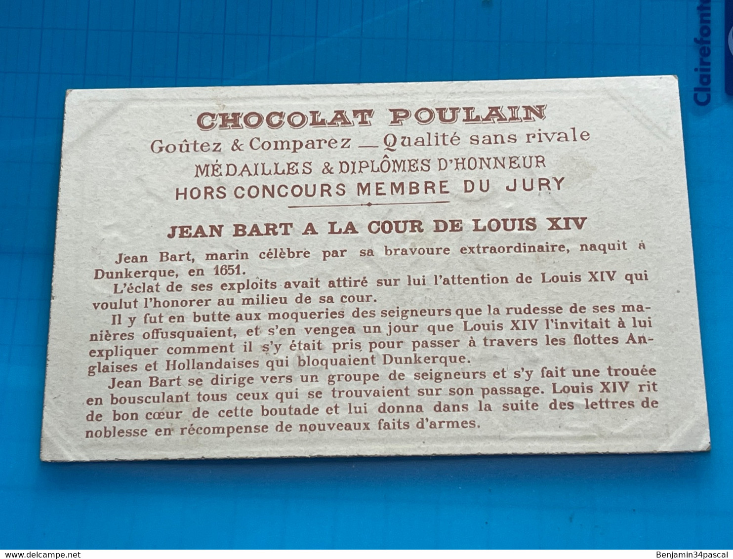 Carte Image Chromo Chocolat Poulain  - Jean Bart à La Cour De Louis XIV - Chocolat