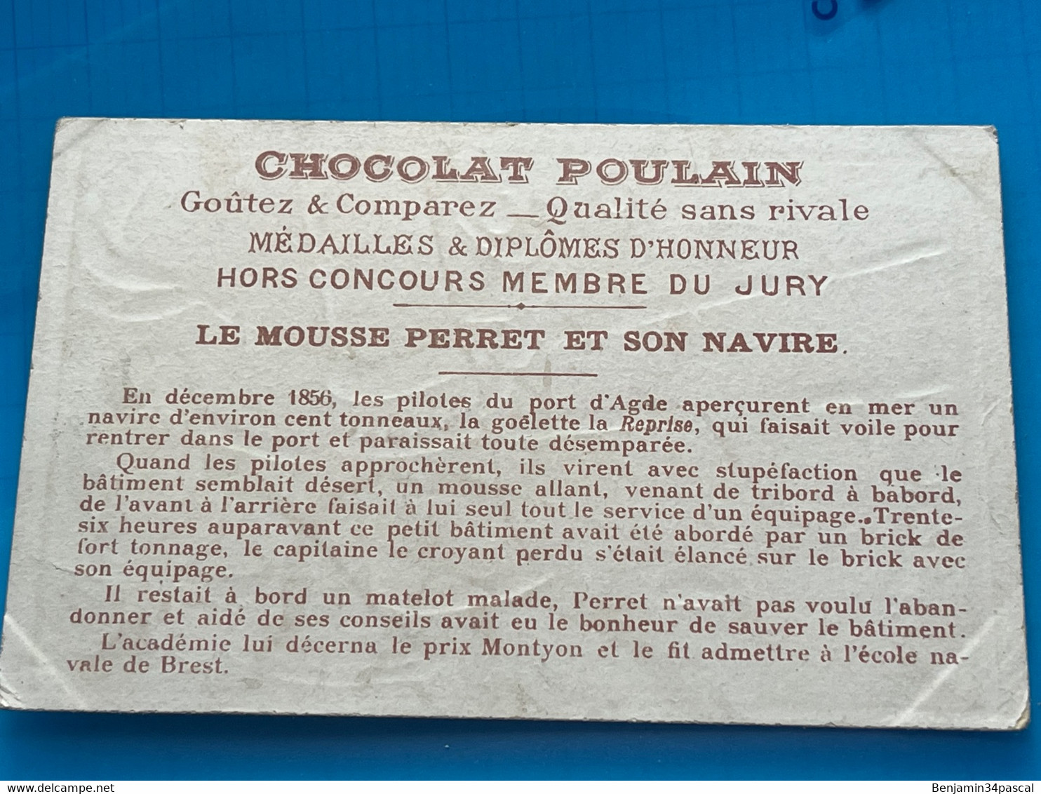 Carte Image Chromo Chocolat Poulain  - Le Mousse Perret Et Son Navire - Chocolat